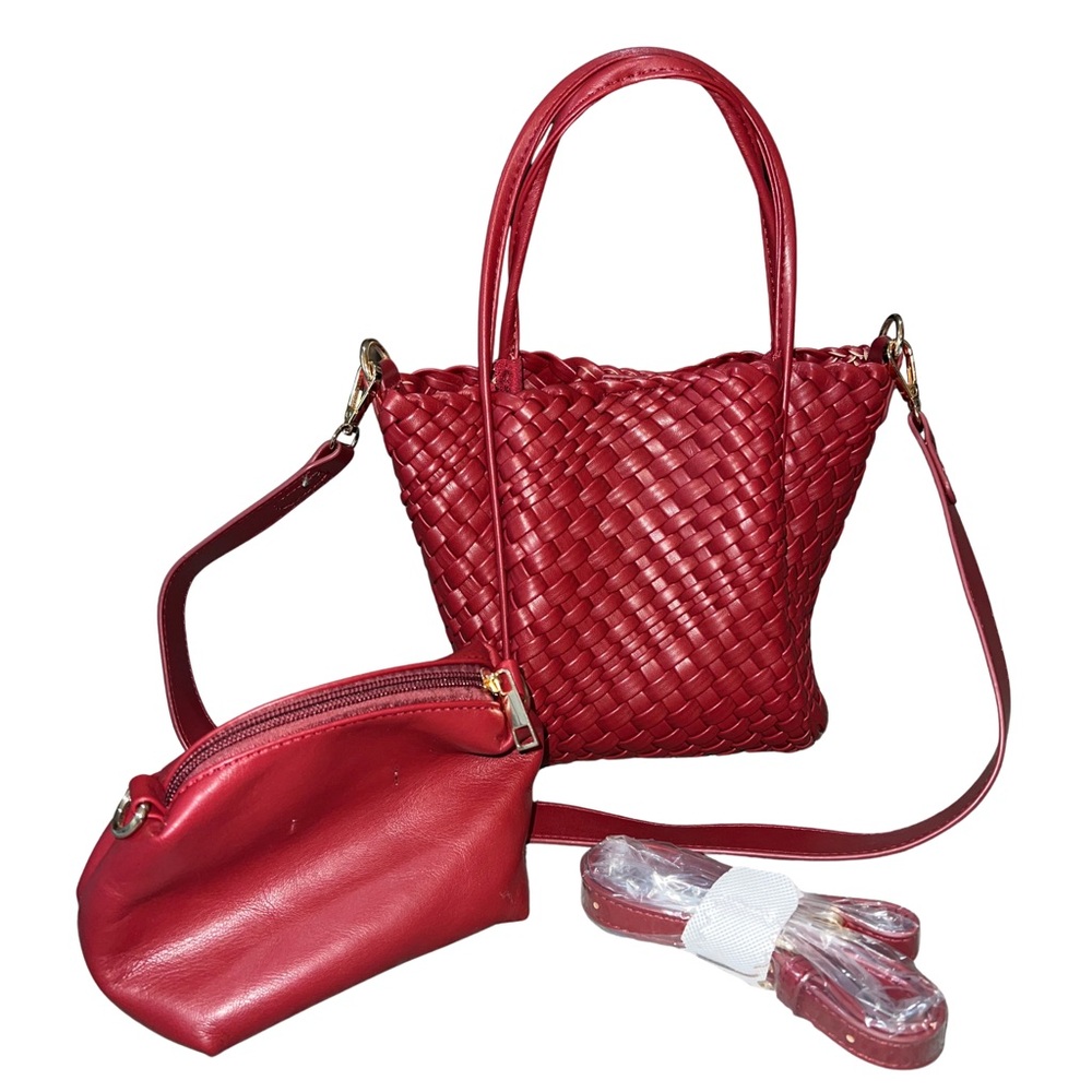 NWOT Anthropologie “The Hollace Tote” Woven Handbag Set
